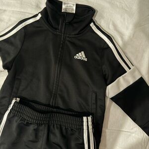 Adidas Kids' Black and White Tracksuit 12M